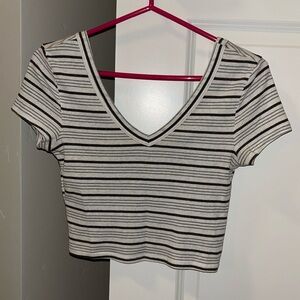 white and grey stripe shirt